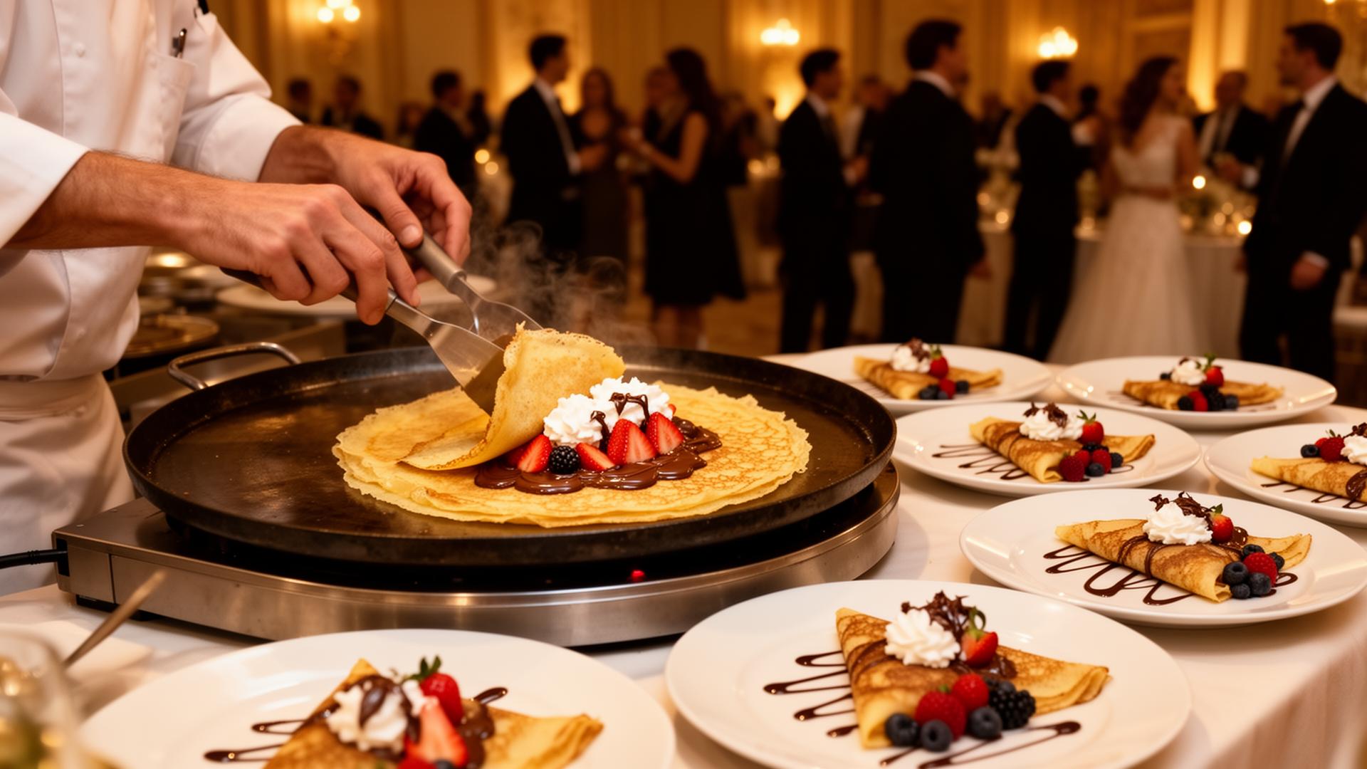 Crepe Star chef preparing fresh crepes at a catering event
