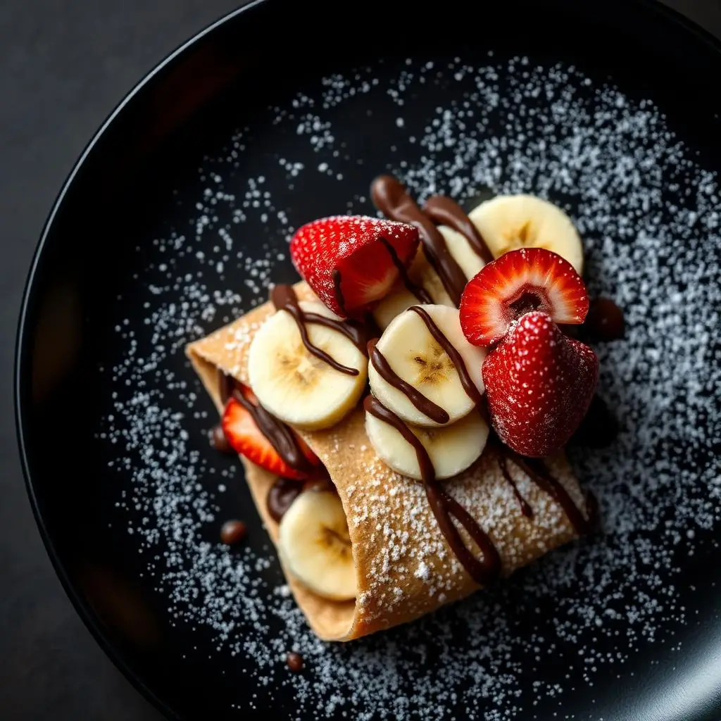 Nutella crepe with strawberries and bananas